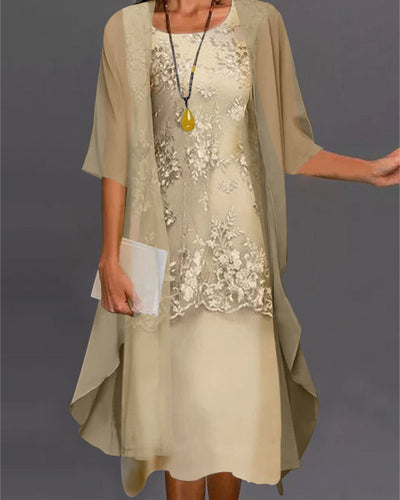 Robe élégante deux pièces en mousseline de soie pour femmes | Midi