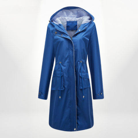 Imperméable à capuche mi-long pour femme | Imperméable
