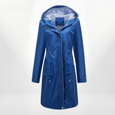 Imperméable à capuche mi-long pour femme | Imperméable