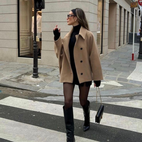 Manteau oversize boutonné pour femme | Chaud