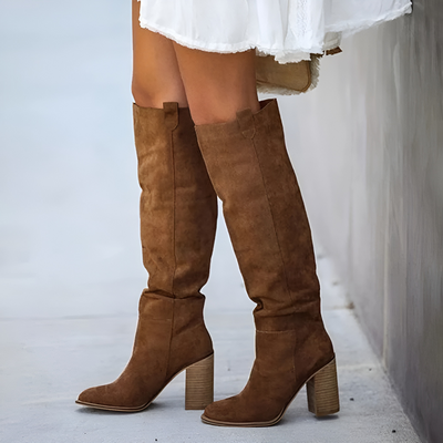 Bottes classiques en cuir pour femmes | Talon