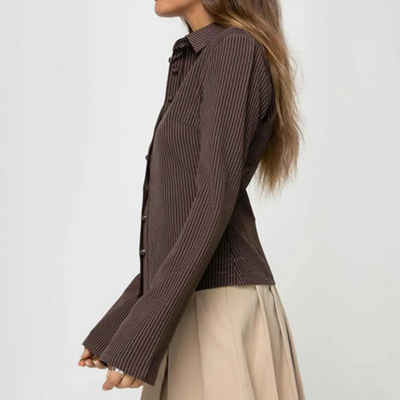 Blouse ajustée à basque pour femme | Manches longues