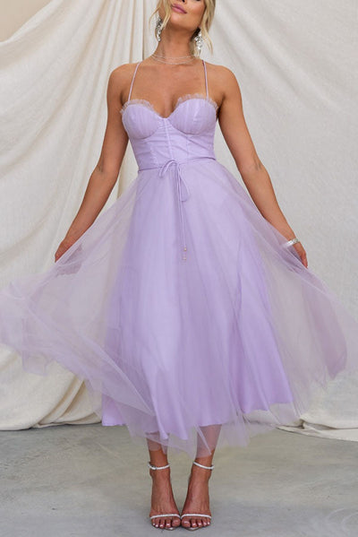 Robe Midi Élégante À Corset Pour Invitée De Mariage | Femme