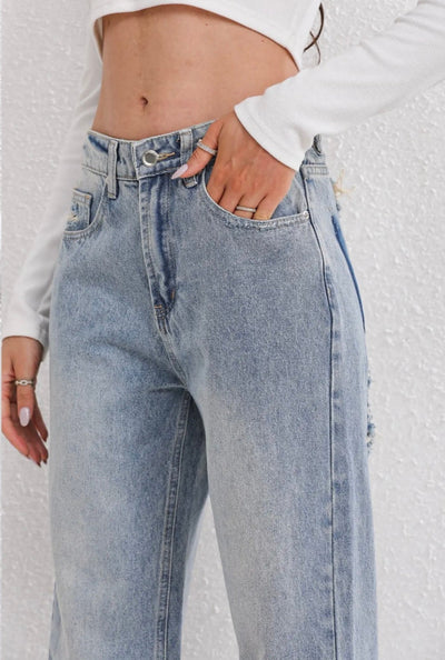 Jeans féminins à jambe droite | Taille haute