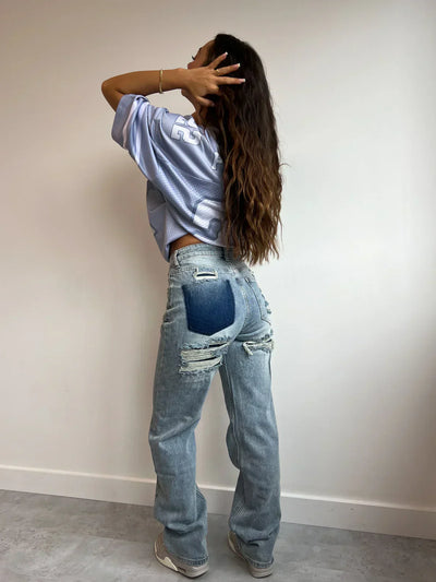 Jeans féminins à jambe droite | Taille haute