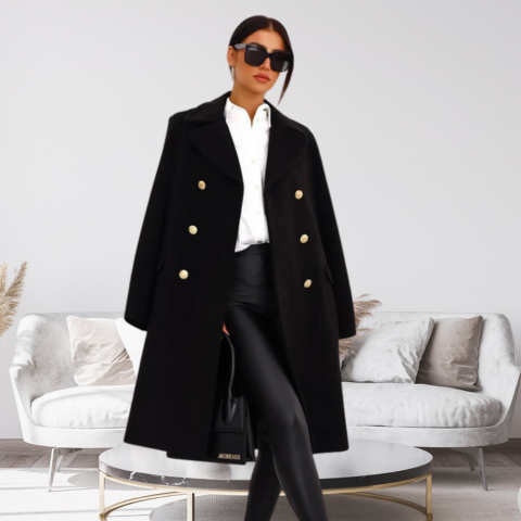 Celeste | Manteau de laine à double boutonnage pour femme | Longue