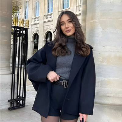 Manteau oversize boutonné pour femme | Chaud