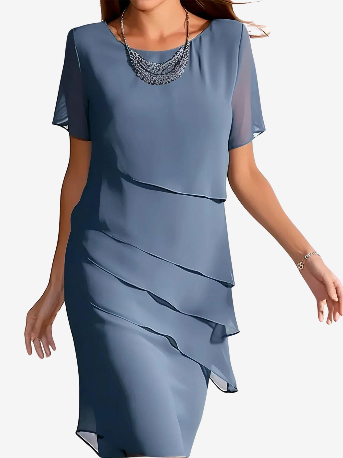 Robe élégante en mousseline à volants pour femmes | Midi