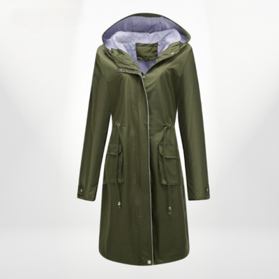 Imperméable à capuche mi-long pour femme | Imperméable