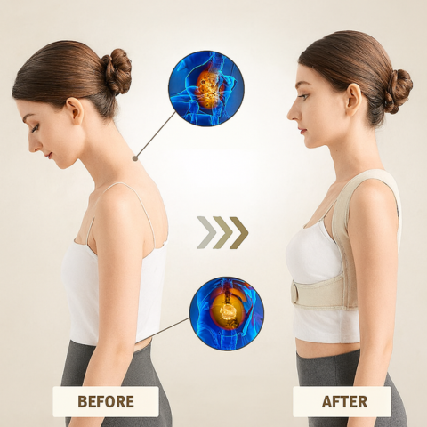 Correcteur de posture discret pour femmes | Soutien dorsal et soulagement cervical