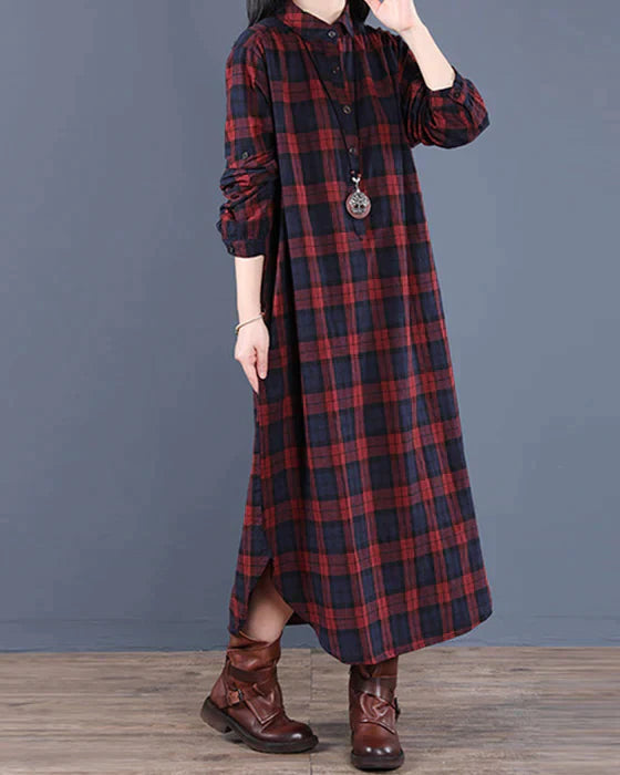 Robe Midi Pour Femmes En Tissu à Carreaux | Maxi
