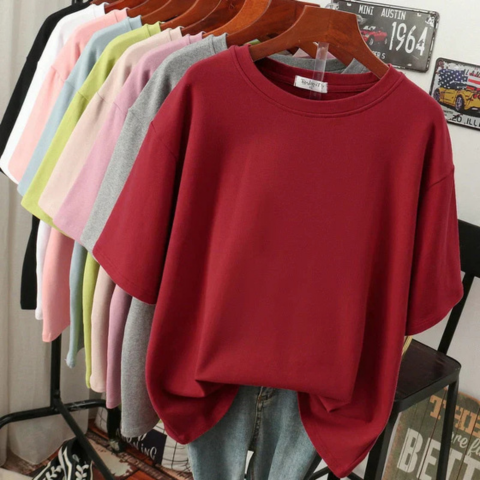 T-shirt femme en coton mélangé doux | Oversize