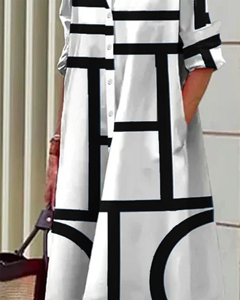 Robe élégante à imprimé géométrique pour femmes | Midi