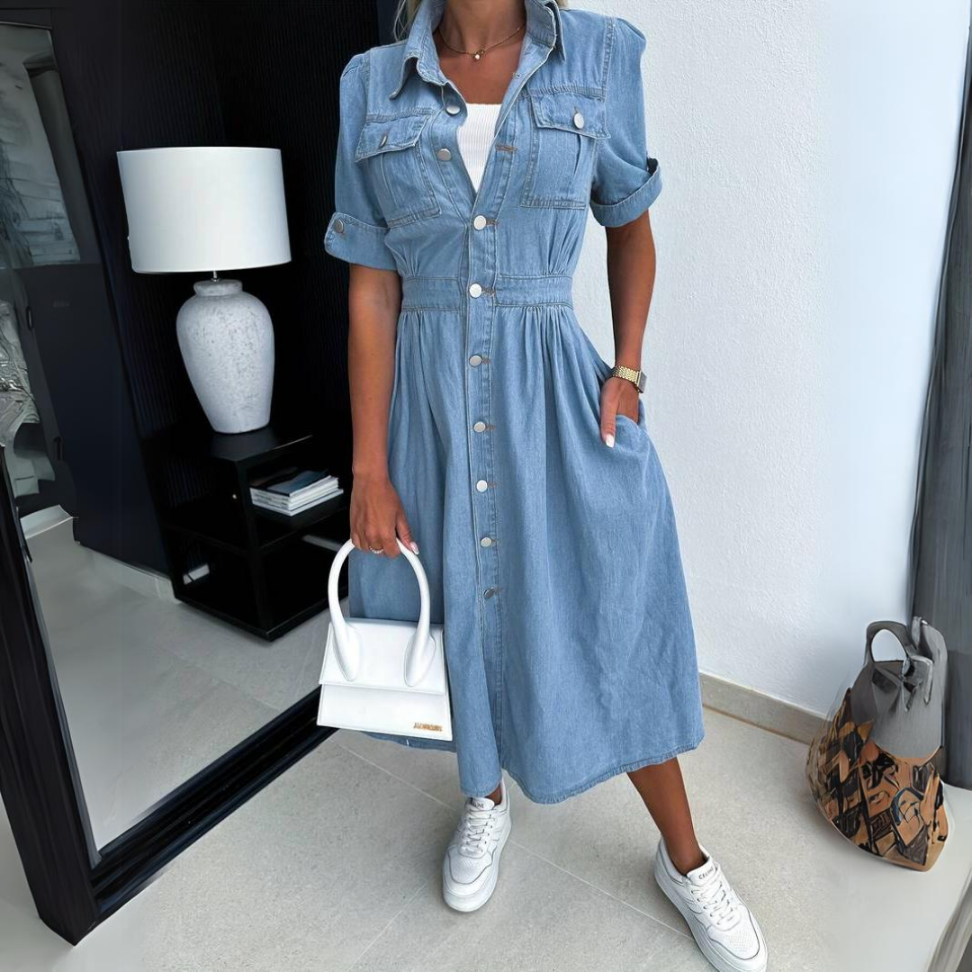 Robe en denim stylisée et durable pour femmes | Midi