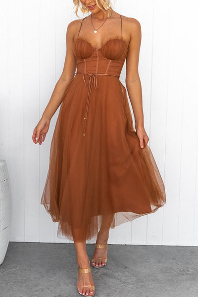 Robe Midi Élégante À Corset Pour Invitée De Mariage | Femme