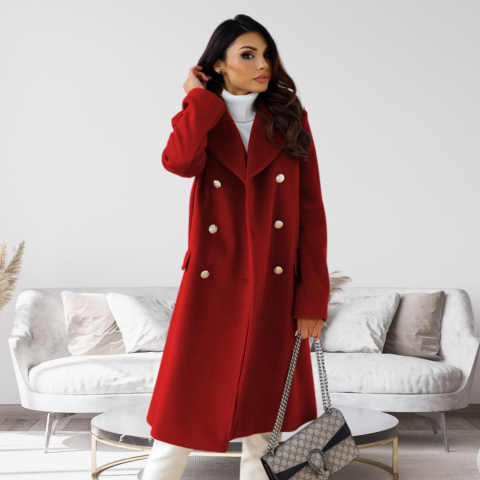 Celeste | Manteau de laine à double boutonnage pour femme | Longue