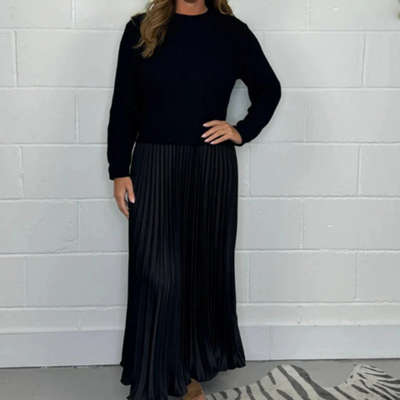 Éléonore | Robe en maille plissée élégante pour femme | Maxi