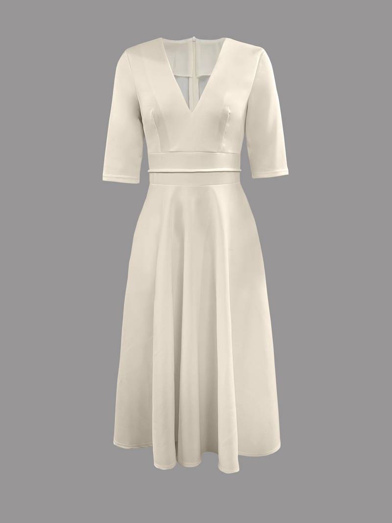 Robe élégante à col en V pour femmes | Midi