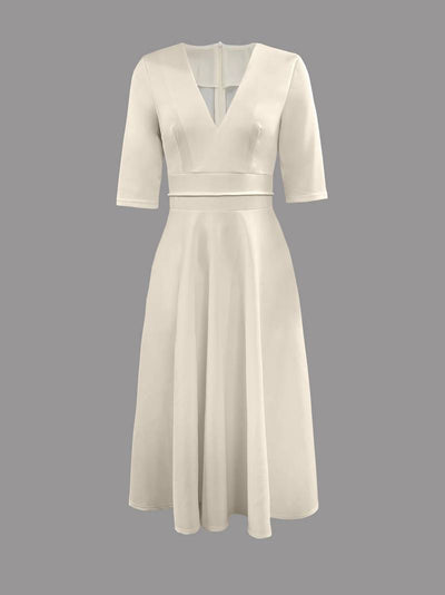 Robe élégante à col en V pour femmes | Midi