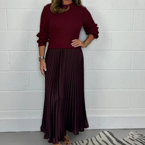 Éléonore | Robe en maille plissée élégante pour femme | Maxi