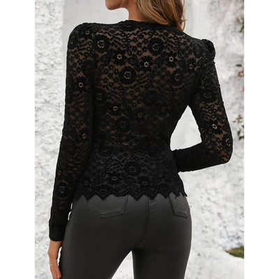 Haut Élégant À Col en V À Motif Floral Pour Femmes | Manches Longues