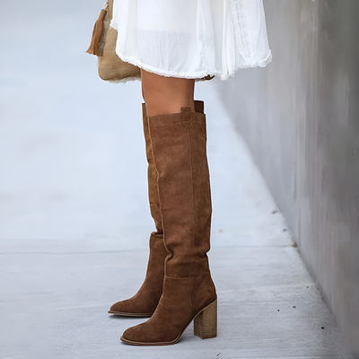 Bottes classiques en cuir pour femmes | Talon