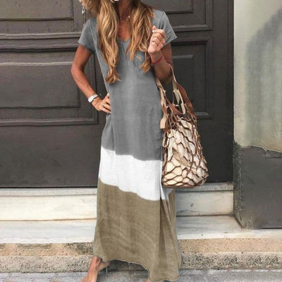 Robe Boho à blocs de couleurs pour femmes | Maxi
