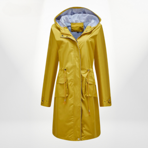 Imperméable à capuche mi-long pour femme | Imperméable