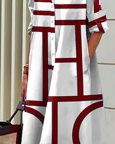 Robe élégante à imprimé géométrique pour femmes | Midi