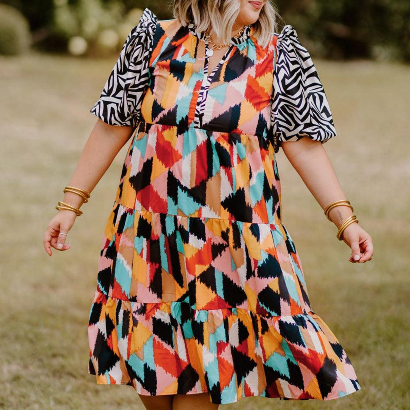 Annika | Robe femme imprimé abstrait | Midi