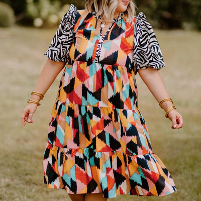 Annika | Robe femme imprimé abstrait | Midi