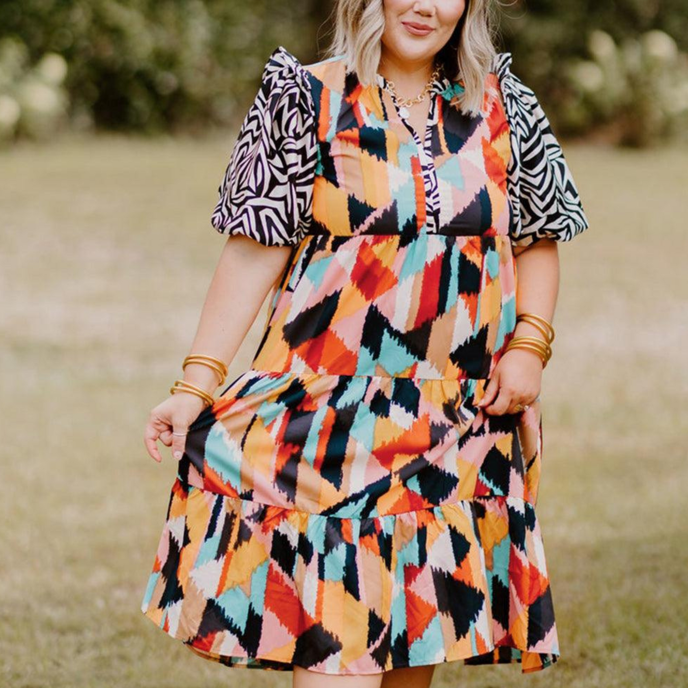 Annika | Robe femme imprimé abstrait | Midi