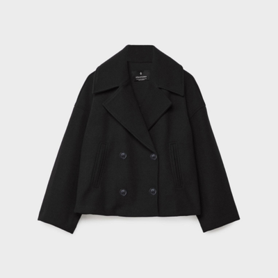 Manteau court à double boutonnage pour femme | Chaud