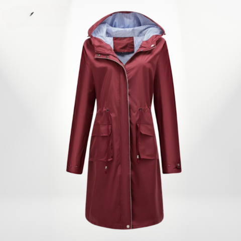 Imperméable à capuche mi-long pour femme | Imperméable
