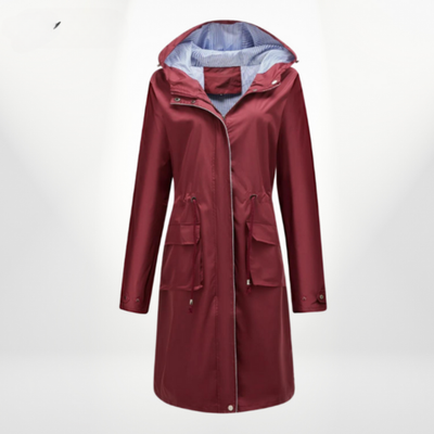 Imperméable à capuche mi-long pour femme | Imperméable