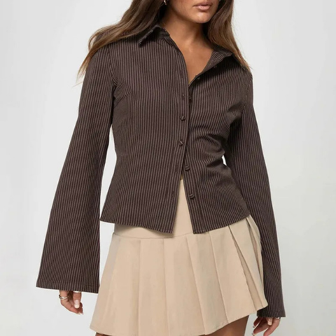 Blouse ajustée à basque pour femme | Manches longues