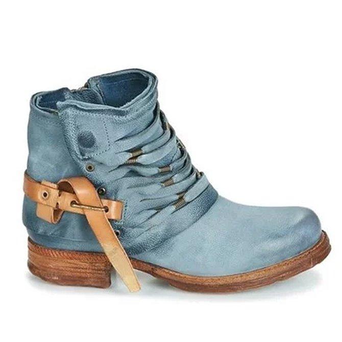 Bottes à cheville en cuir rétro pour femmes | Tendance