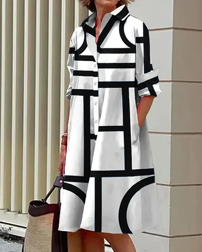 Robe élégante à imprimé géométrique pour femmes | Midi