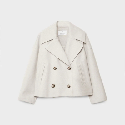 Manteau court à double boutonnage pour femme | Chaud