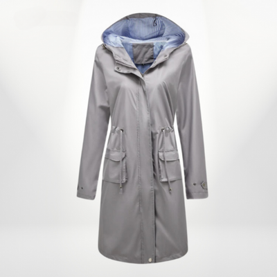Imperméable à capuche mi-long pour femme | Imperméable