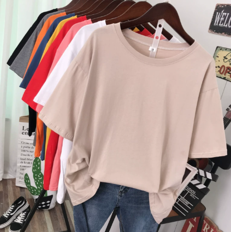 T-shirt femme en coton mélangé doux | Oversize