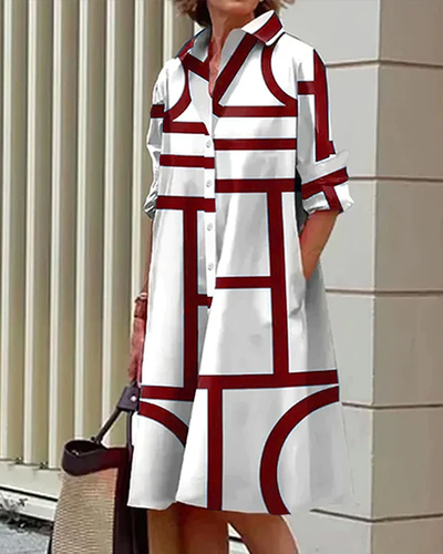 Robe élégante à imprimé géométrique pour femmes | Midi