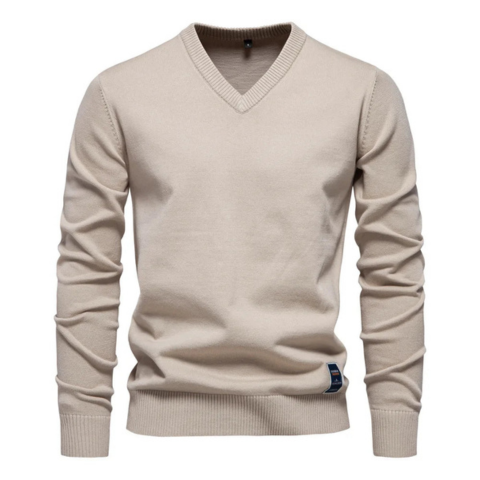 Pull classique à col en V pour homme | Chaud