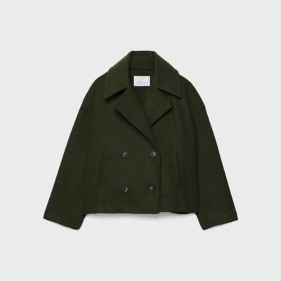 Manteau court à double boutonnage pour femme | Chaud