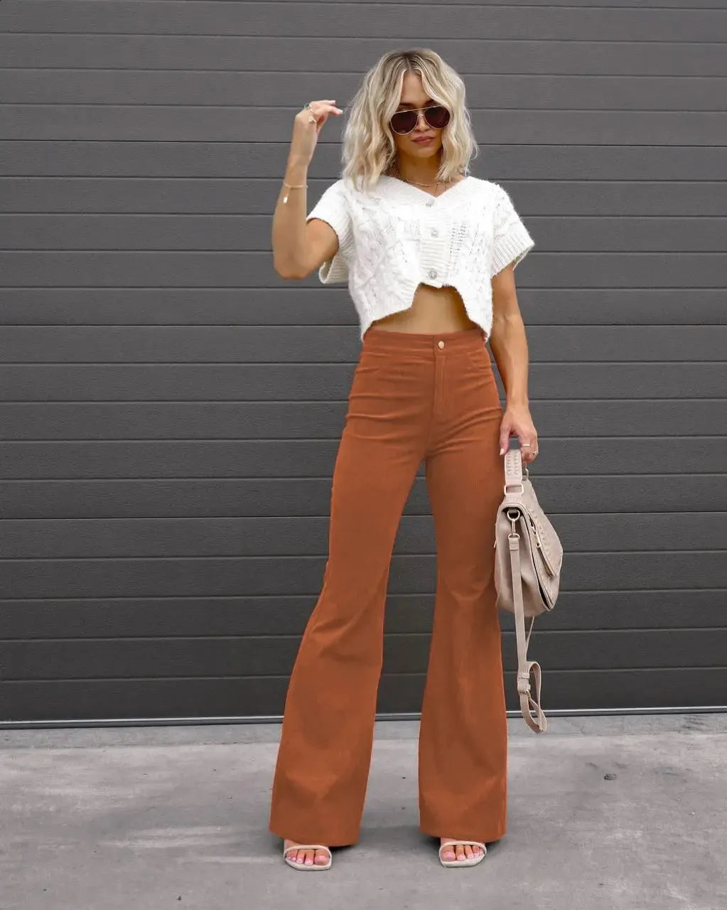 Pantalon évasé en velours côtelé pour femmes | Tendance
