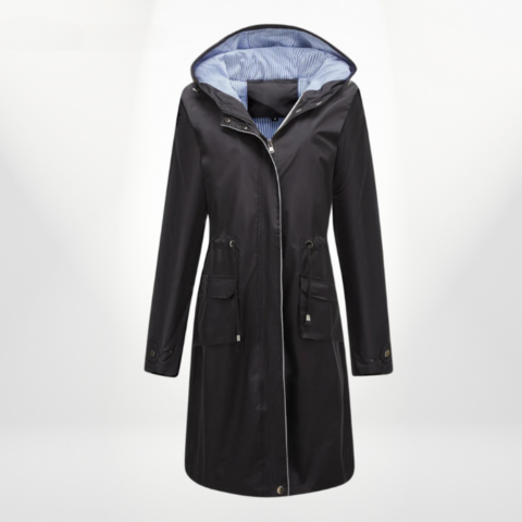 Imperméable à capuche mi-long pour femme | Imperméable