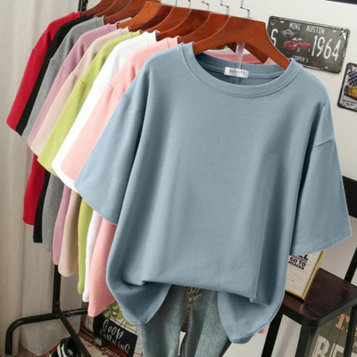 T-shirt femme en coton mélangé doux | Oversize