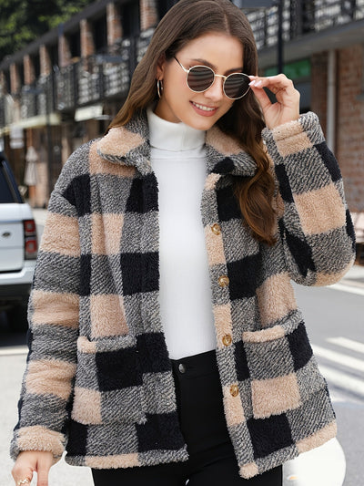 Cleo - Veste Sherpa à carreaux