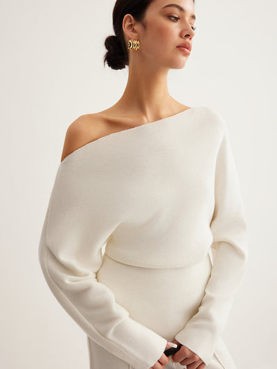 Top asymétrique en tricot pour femmes | Longue