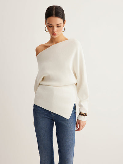 Top asymétrique en tricot pour femmes | Longue